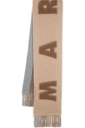 Marni Intarsia-logo fringed scarf