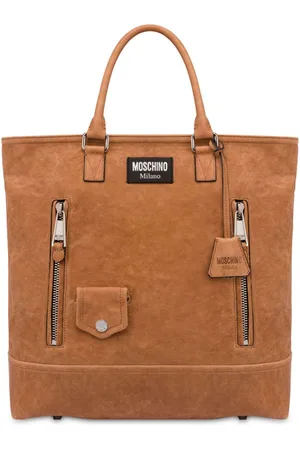 Moschino Logo-appliqué suede tote bag