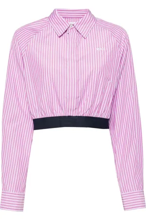 Izzue Striped cropped poplin shirt