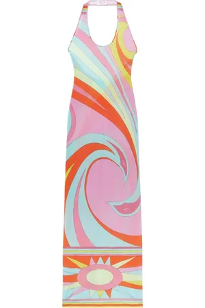Puccini Cigni-print maxi dress