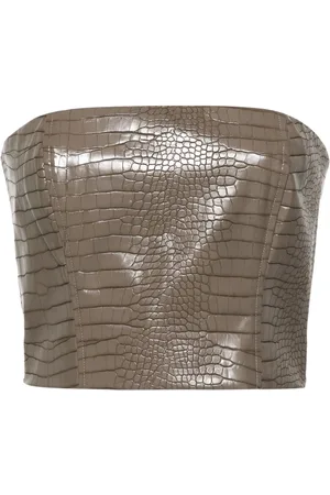 ROTATE Crocodile-embossed crop top