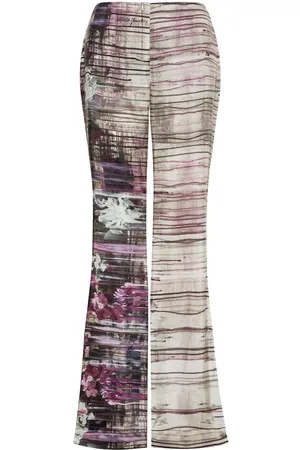 Alberta Ferretti Patterned silk flared-leg trousers
