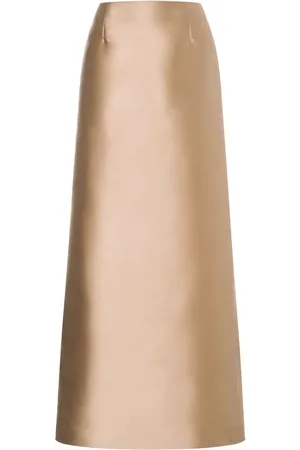 Alberta Ferretti A-line satin midi skirt