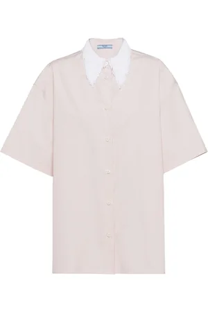 Prada Fringed collar cotton shirt