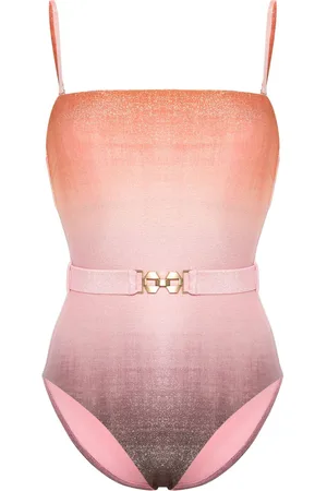 ZIMMERMANN Golden Metallic Bandeau belted swimsuit