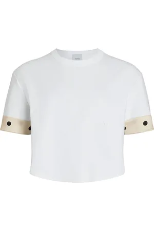 Patou Silk-cuff cropped T-shirt