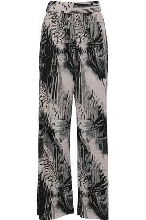 HENRIK VIBSKOV Abstract-print plissé straight trousers