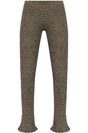 BLUMARINE Ruffled-detailed knitted trousers