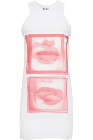 Jean Paul Gaultier Face-print mesh mini dress
