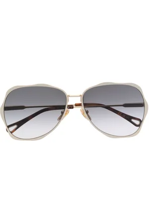 Chloé Logo-engraved pilot-frame sunglasses