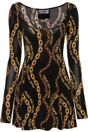 VERSACE Chain-link print mini dress