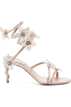 RENE CAOVILLA Margot floral-appliqué rhinestone sandals