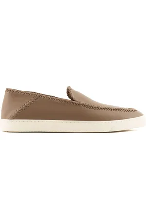 Giorgio Armani Whipstitch-embellished leather sneakers