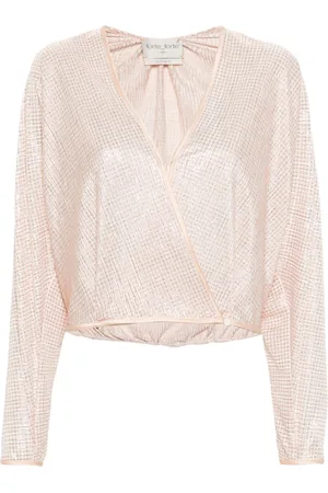 FORTE FORTE Lurex-detail houndstooth wrap top