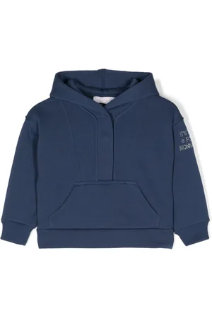 MONNALISA Rhinestone-logo seamed hoodie