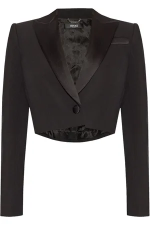 VERSACE Logo-patch cropped blazer