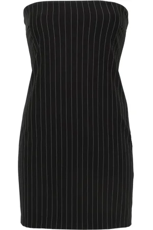 Patrizia Pepe Wide-neck pinstriped minidress