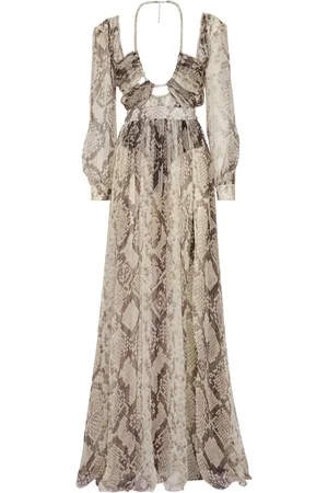 Philipp Plein Snakeskin-print silk maxi dress