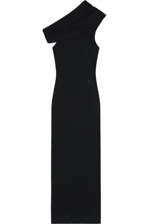 Courrèges Assymetric ribbed-knit long dress