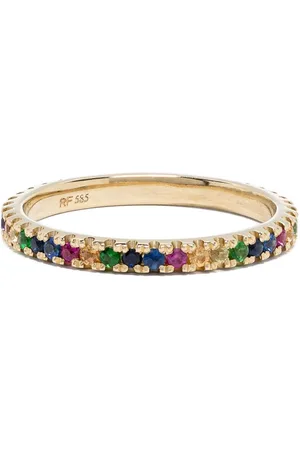 Roxanne First 14kt yellow Rainbow sapphire eternity band ring