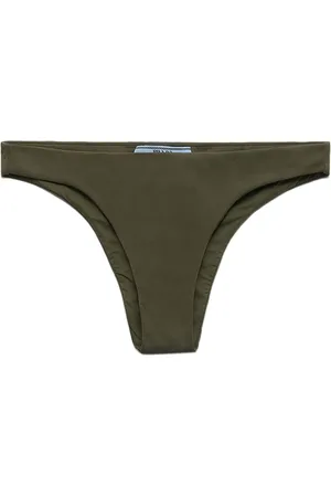 Prada High-cut fine-ribbed bikini bottoms