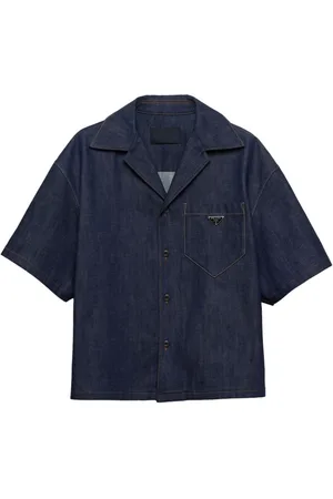 Prada Triangle-logo button-up denim shirt