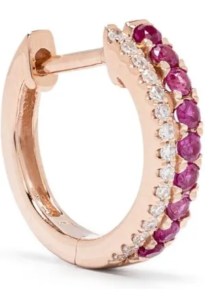 Roxanne First 14kt yellow gold Row -sapphires and diamonds single earring