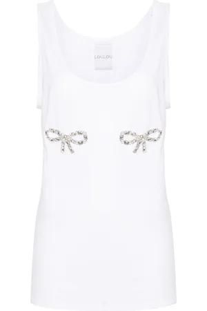 LOULOU Crystal-bows tank top