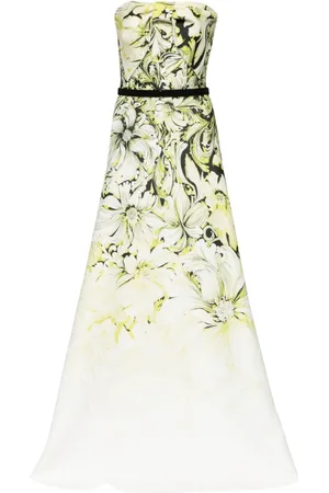 Saiid Kobeisy Floral-print strapless gown
