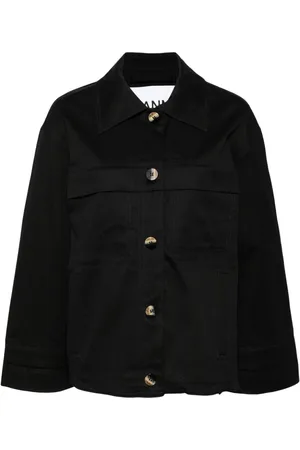 Ganni Knot-detail canvas shirt jacket
