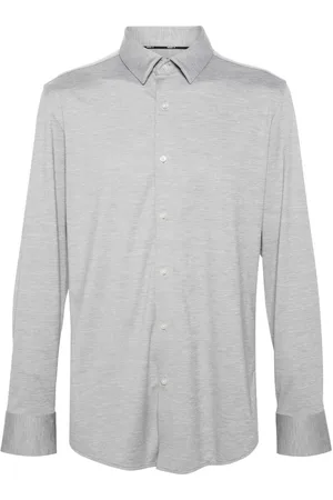 HUGO BOSS Mélange-effect long-sleeve shirt