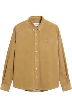 Ami Logo-embroidered corduroy cotton shirt