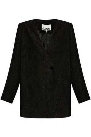 Ganni Textured collarless jacket