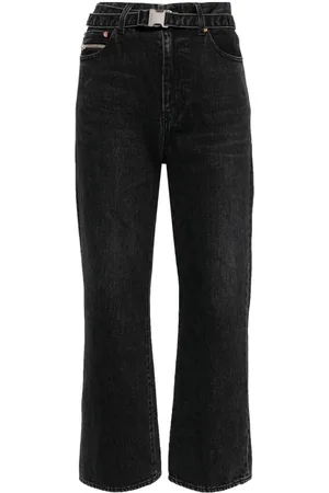 SACAI Straight-leg belted cropped jeans