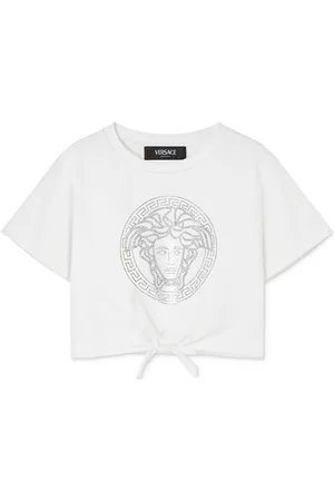VERSACE Medusa crystal-embellished knotted T-shirt