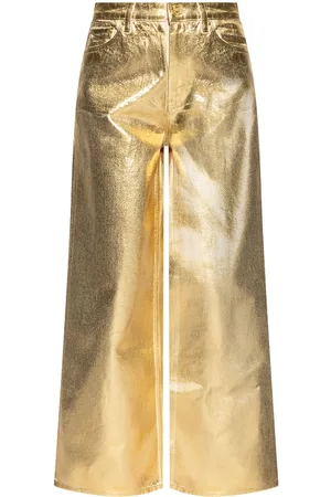 Ganni Metallic-effect cotton jeans