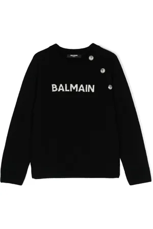 Balmain Jacquard-logo knitted jumper
