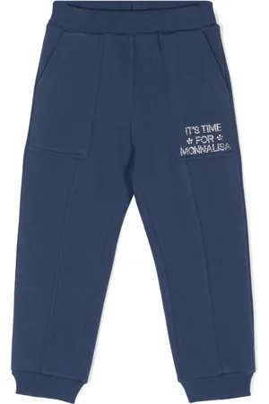 MONNALISA Rhinestone-logo seamed track pants