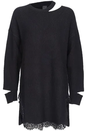 Pinko Lace-trim cut-out knitted dress