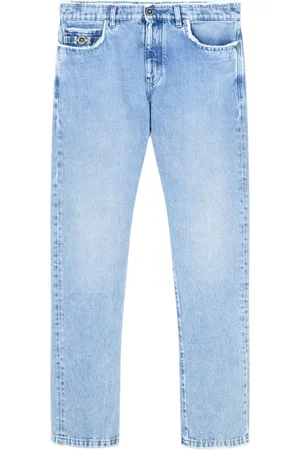 VERSACE Frayed straight-leg jeans