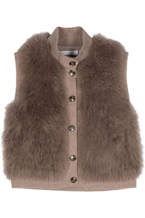 LISKA Fur-design ribbed-trim gilet
