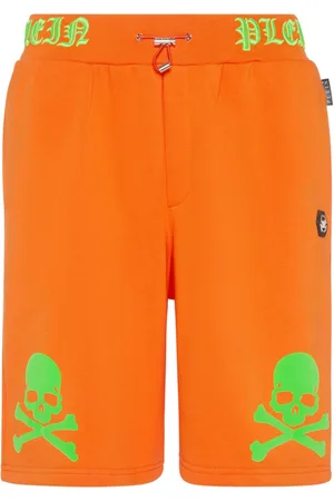 Philipp Plein Skull&Bones logo-embroidered shorts