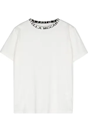 Stella McCartney Logo-embroidered collar cotton T-shirt