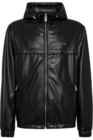 Philipp Plein Logo-appliqué hooded leather jacket