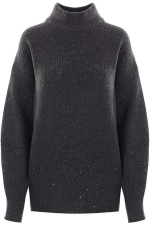 Brunello Cucinelli Sequin-embellished high-neck jumper