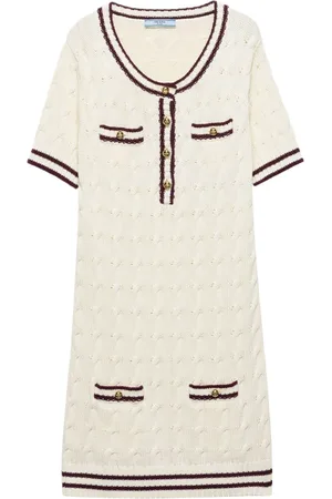 Prada Round-neck knitted cotton mini dress