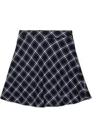 Marni Check-pattern embroidered-logo A-line skirt