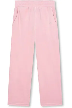 Sonia Rykiel Enfant Rhinestone-logo velvet track pants