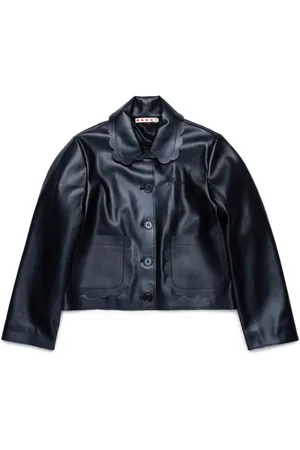 Marni Logo-embroidered scallop-collar jacket