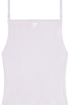 Courrèges Logo-embroidered ribbed tank top
